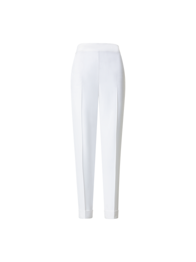 Designer Tapered Hose aus Crêpe - Ecru - Weiss