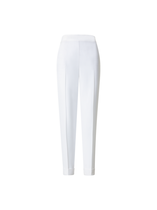 Designer Tapered Hose aus Crêpe - Ecru - Weiss
