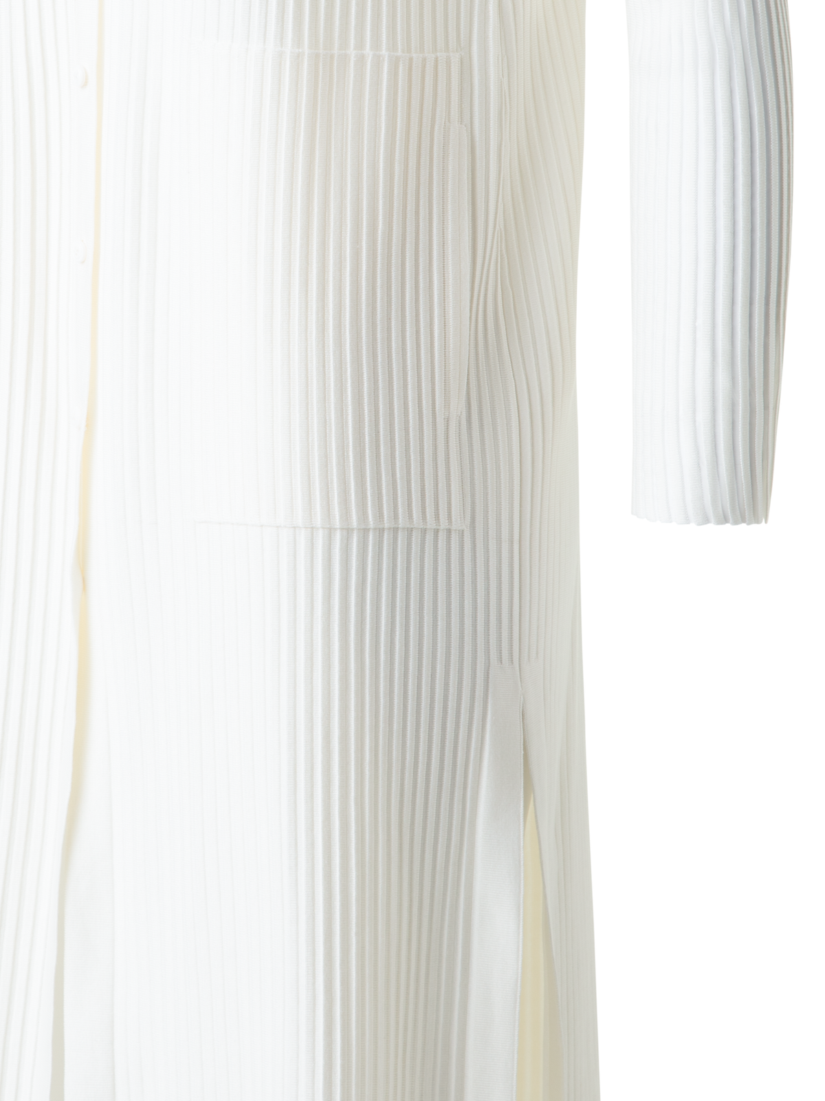 Designer Langer Strickmantel aus Seidenbaumwolle - Ecru - Weiss