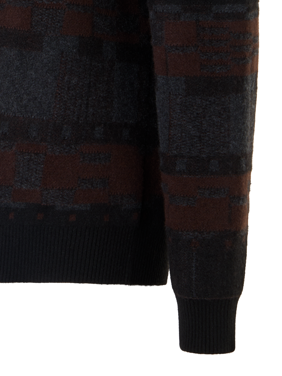 Designer Oversize-Pullover aus Kaschmir-Jacquard mit Tunnelzug - Braun - Schwarz