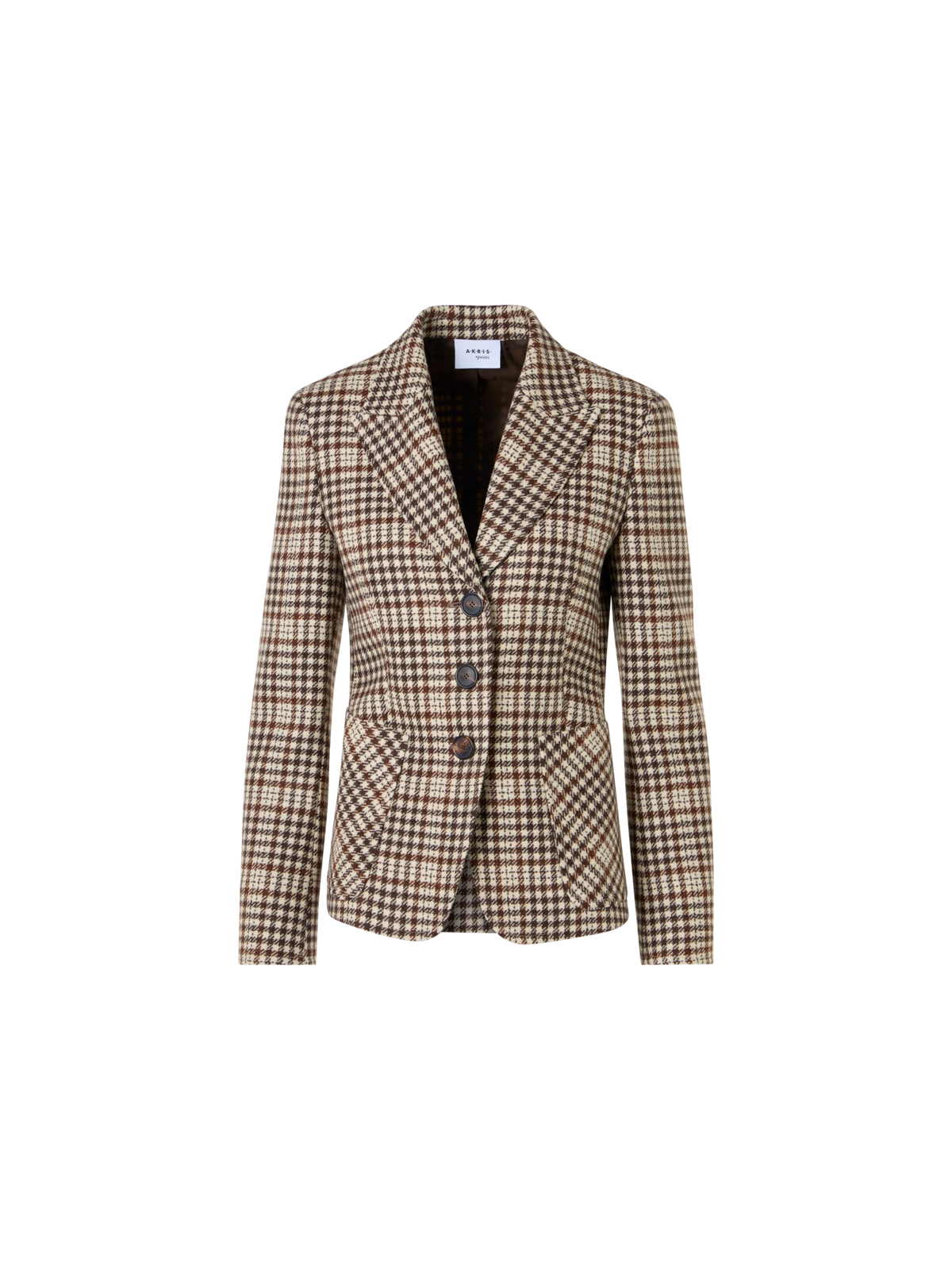 Designer Taillierte Jacke aus kariertem Tweed - Bunt - Braun