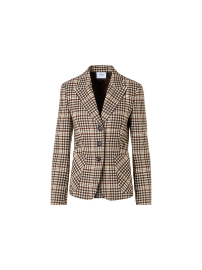 Designer Taillierte Jacke aus kariertem Tweed - Bunt - Braun