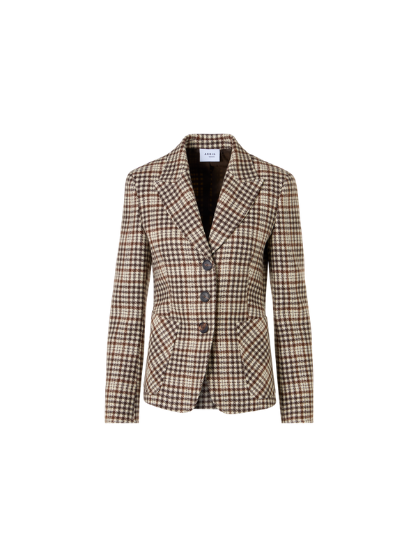 Designer Taillierte Jacke aus kariertem Tweed - Bunt - Braun