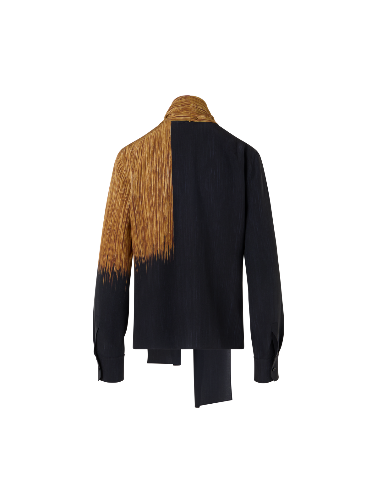 Designer Seidenbluse mit Oro Lienzo Print und Schal - Braun - Schwarz - Bunt