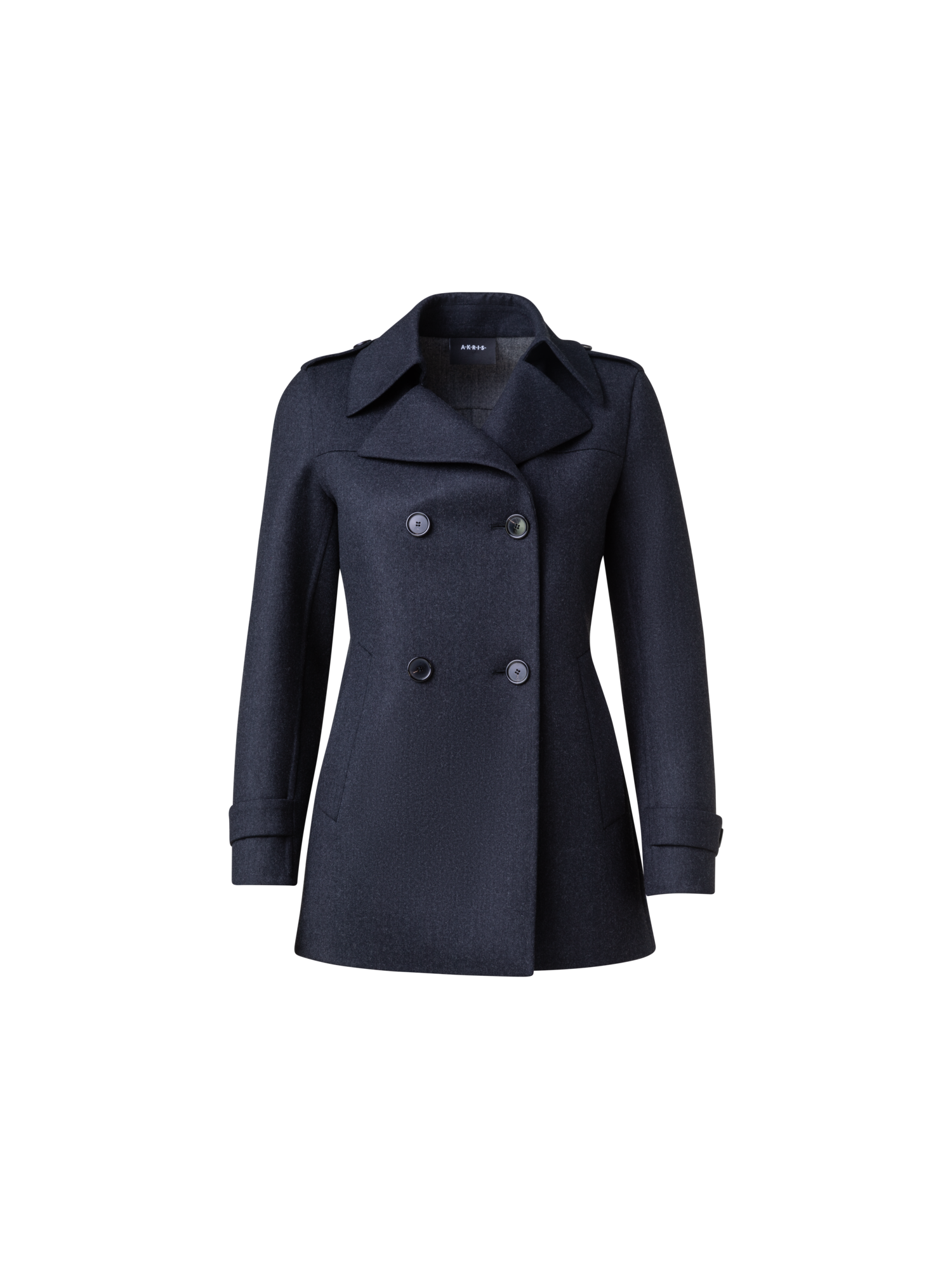 Designer Zweireihige Jacke aus Woll-Stretch-Doubleface - Grau