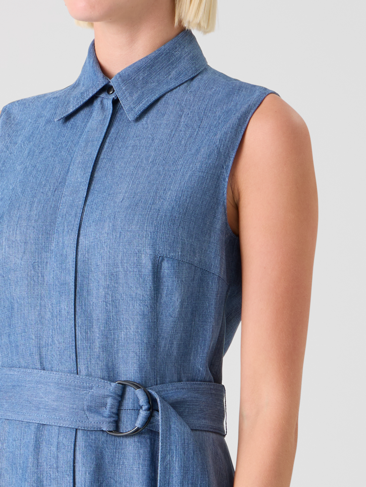 Designer Denim-Hemdblusenkleid mit Ösen-Guipure - Blau #editorial