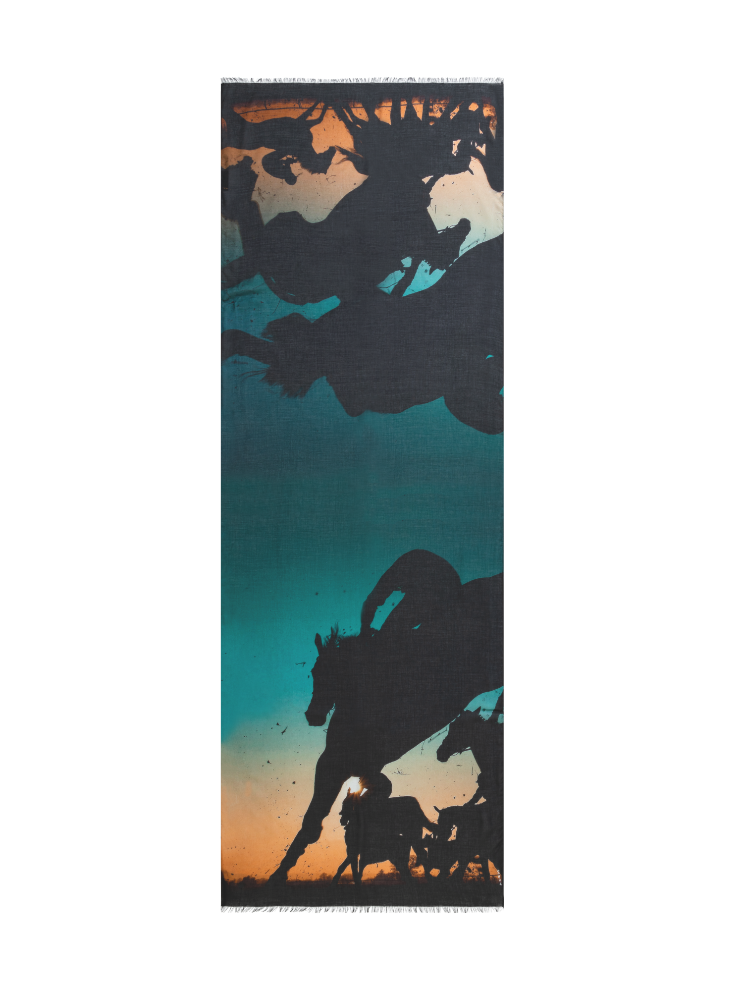 Designer Schal aus Kaschmir und Seide mit Turf-Druck - Bunt