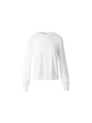 Designer Pullover mit transparentem Ausschnitt & Ärmeln - Ecru - Weiss