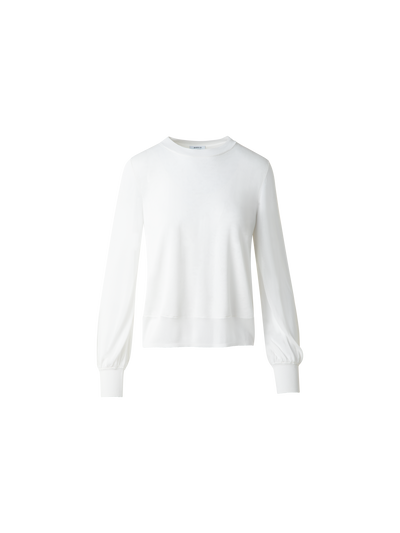 Designer Pullover mit transparentem Ausschnitt & Ärmeln - Ecru - Weiss