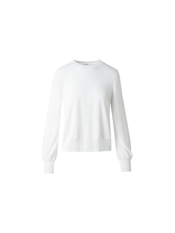 Designer Pullover mit transparentem Ausschnitt & Ärmeln - Ecru - Weiss