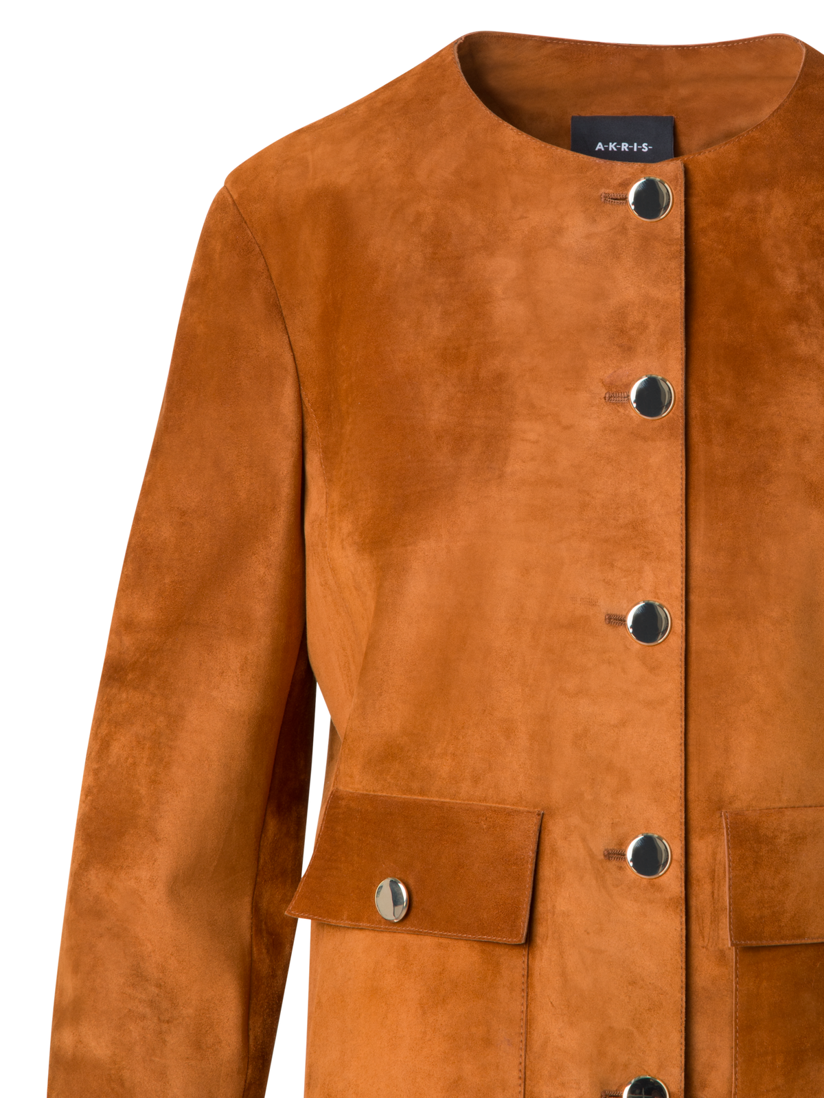 Designer Wildlederjacke mit goldenen Knöpfen - Braun