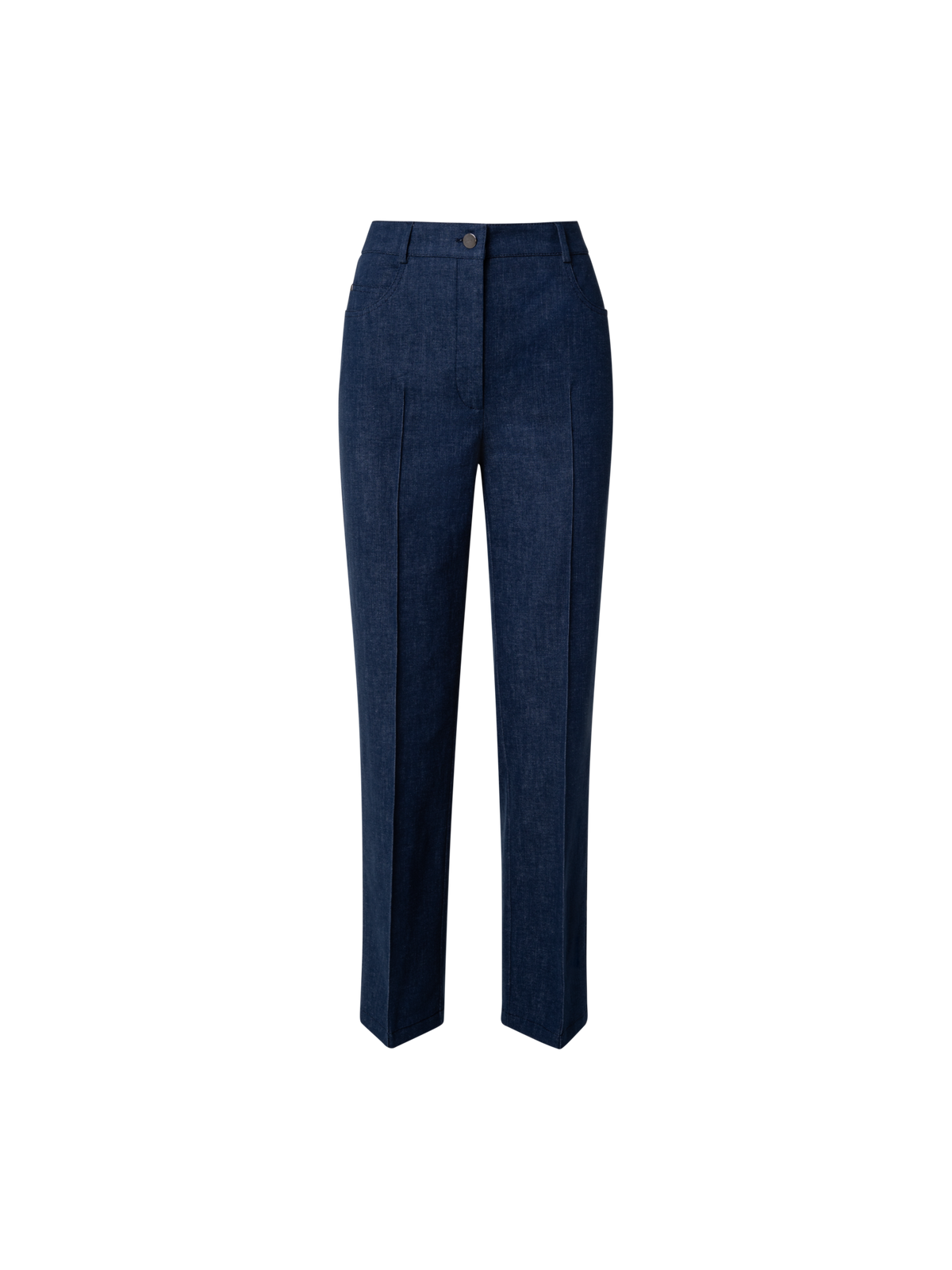 Designer Cropped Gerade Hose aus Baumwoll-Denim-Stretch - Blau