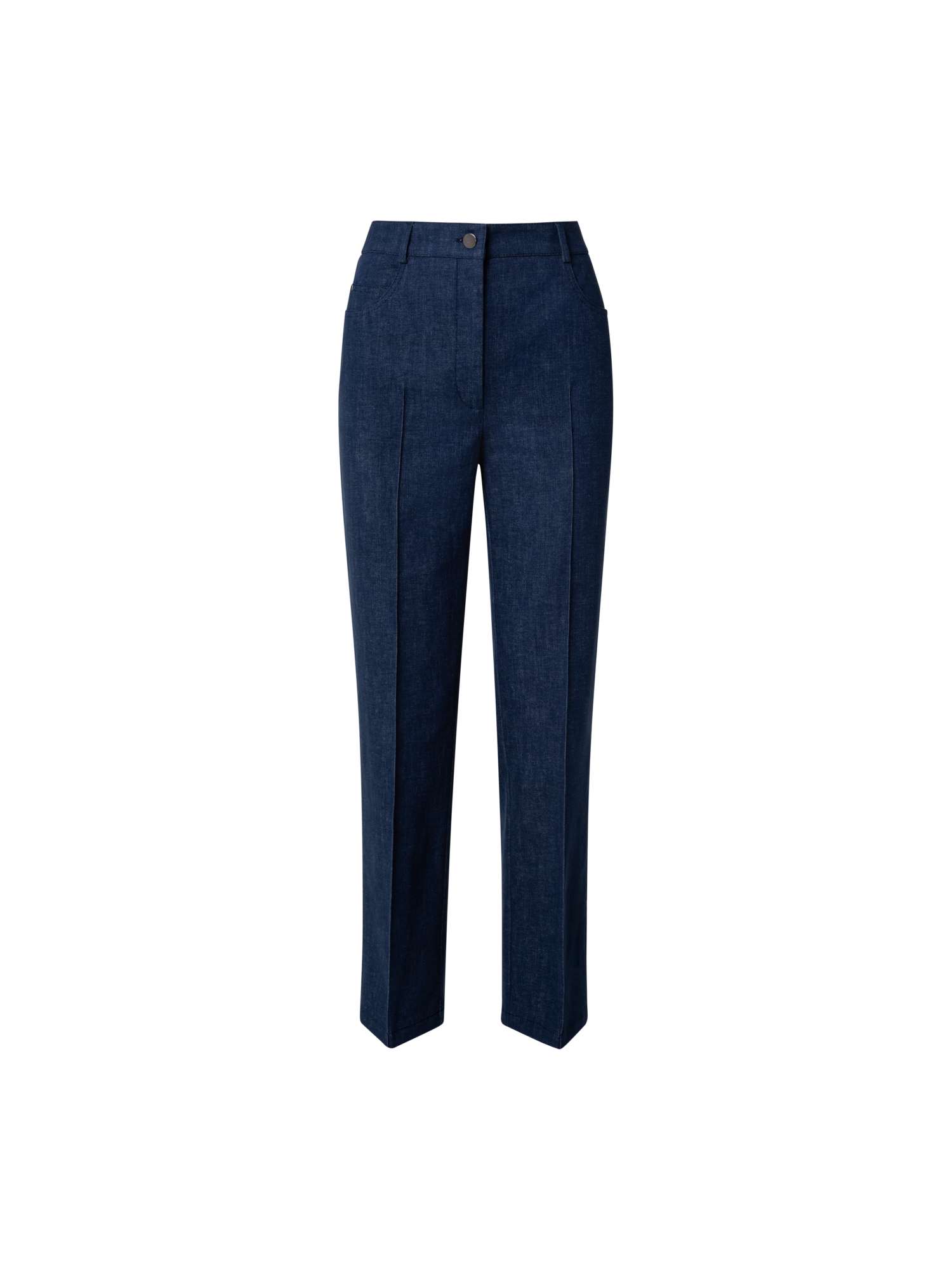 Designer Cropped Gerade Hose aus Baumwoll-Denim-Stretch - Blau
