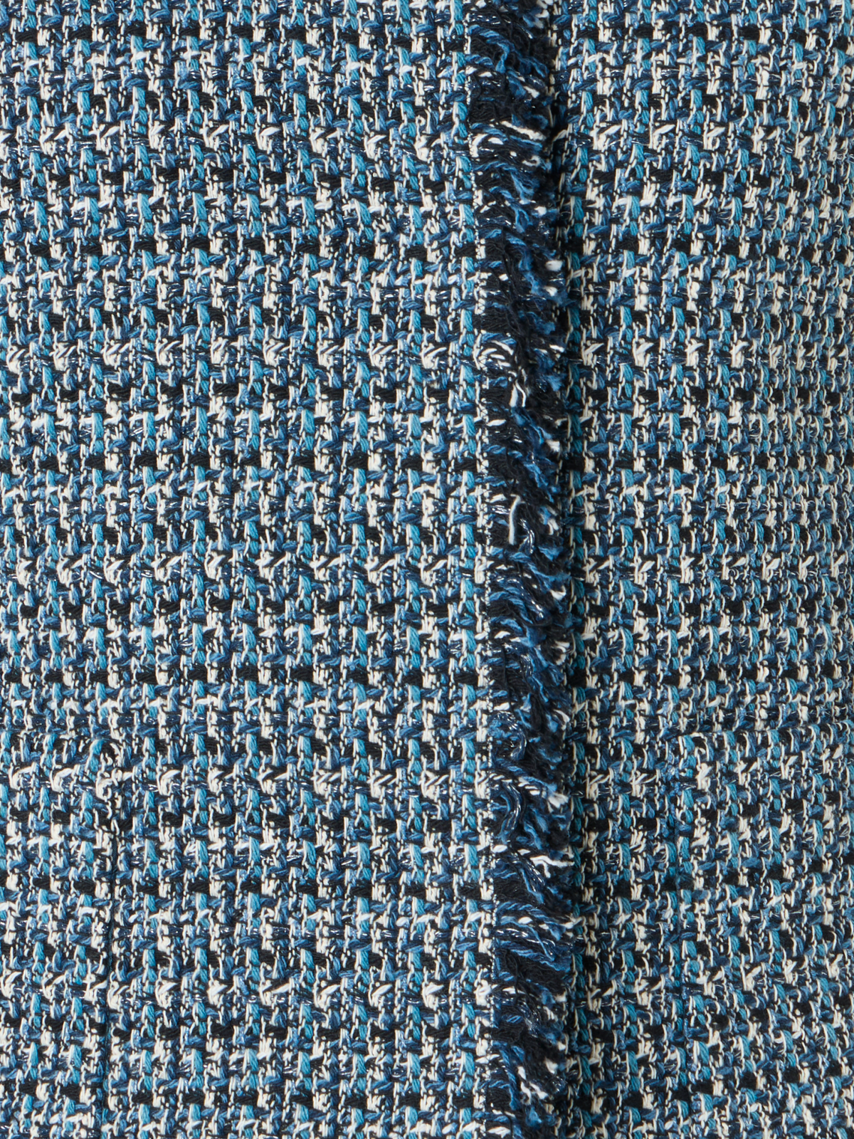 Designer Moderne Tweed-Jacke mit verkürzten Ärmeln - Blau - Bunt