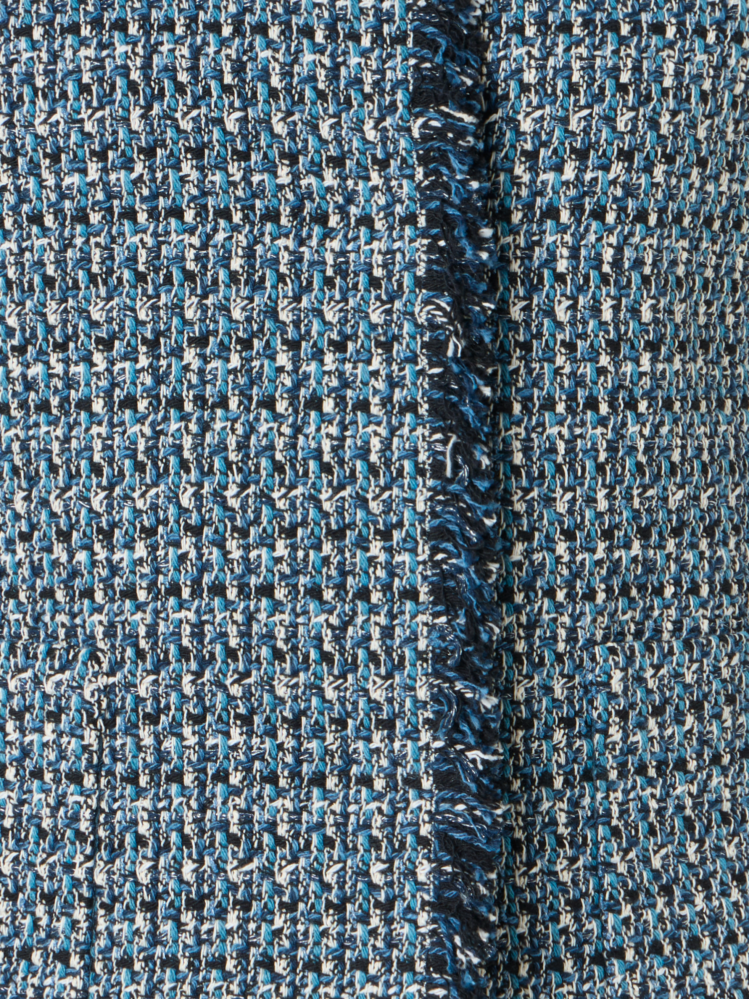 Designer Moderne Tweed-Jacke mit verkürzten Ärmeln - Blau - Bunt