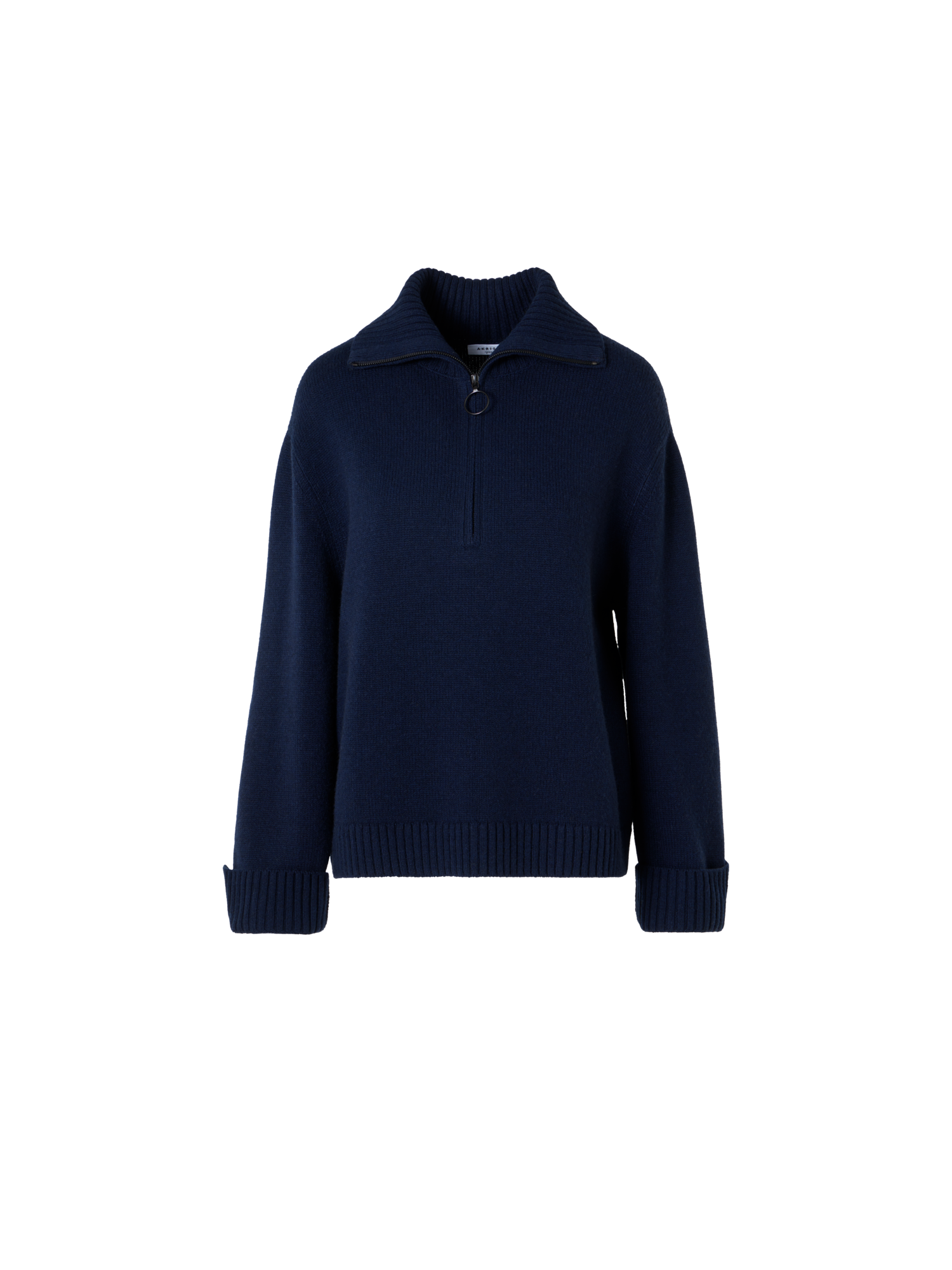 Designer Grobstrick-Pullover aus Yakwolle - Dunkelblau