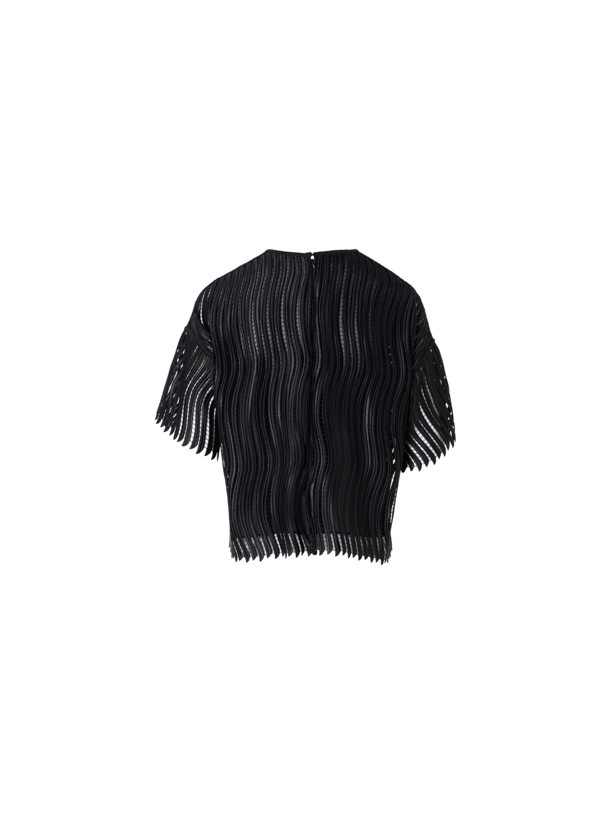 Designer Kastige Bluse aus Wave-Guipure - Schwarz