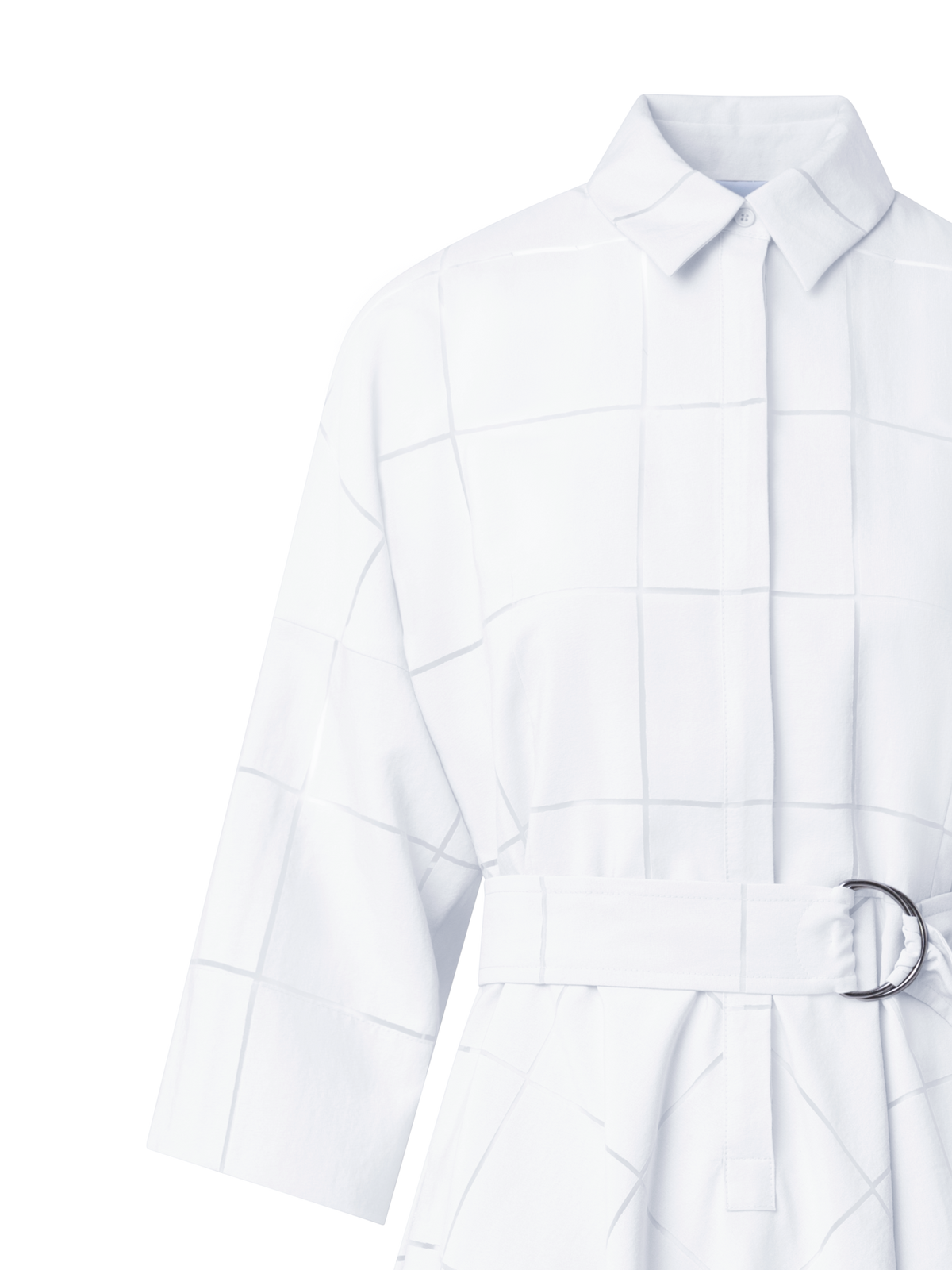 Designer Fit & Flare Midi-Blusenkleid in Window-Karo - Ecru - Weiss