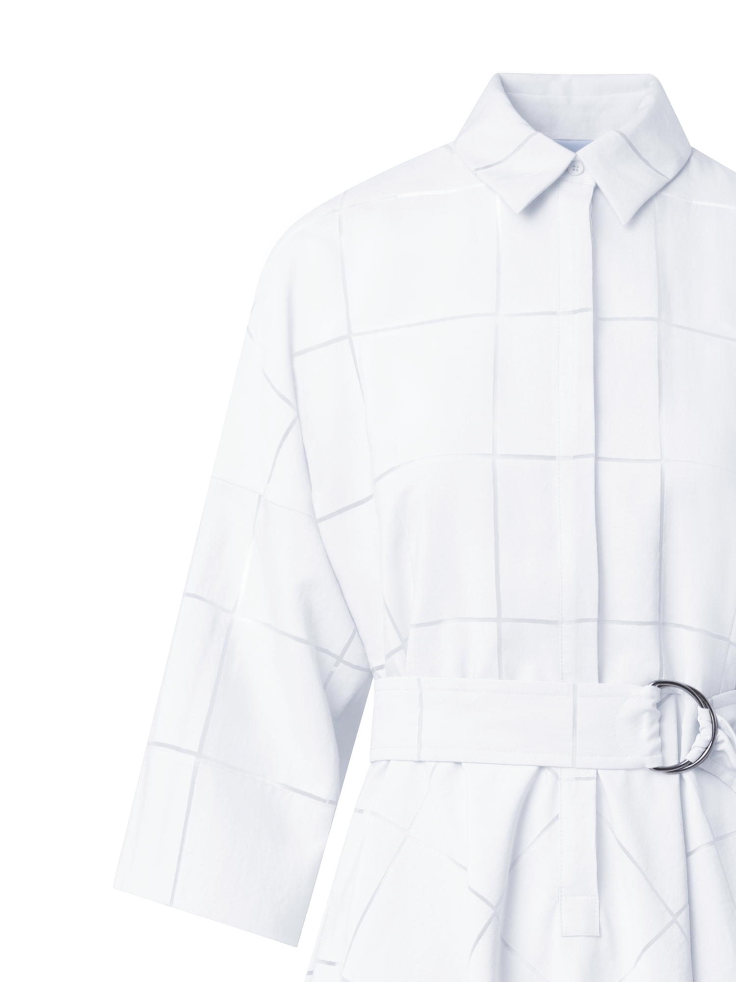 Designer Fit & Flare Midi-Blusenkleid in Window-Karo - Ecru - Weiss