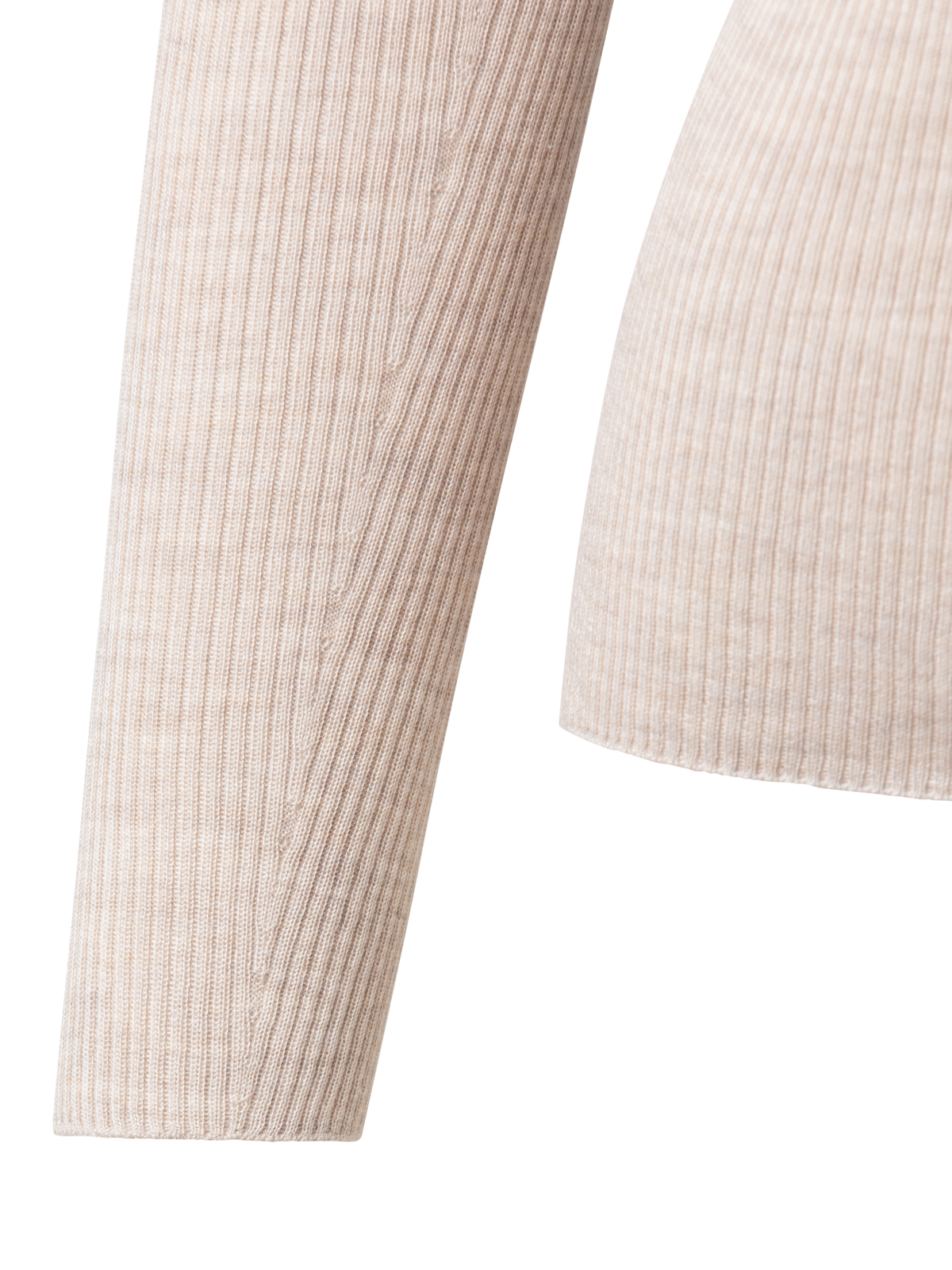 Designer Kaschmir-Seiden-Strickpullover mit Stehkragen - Beige