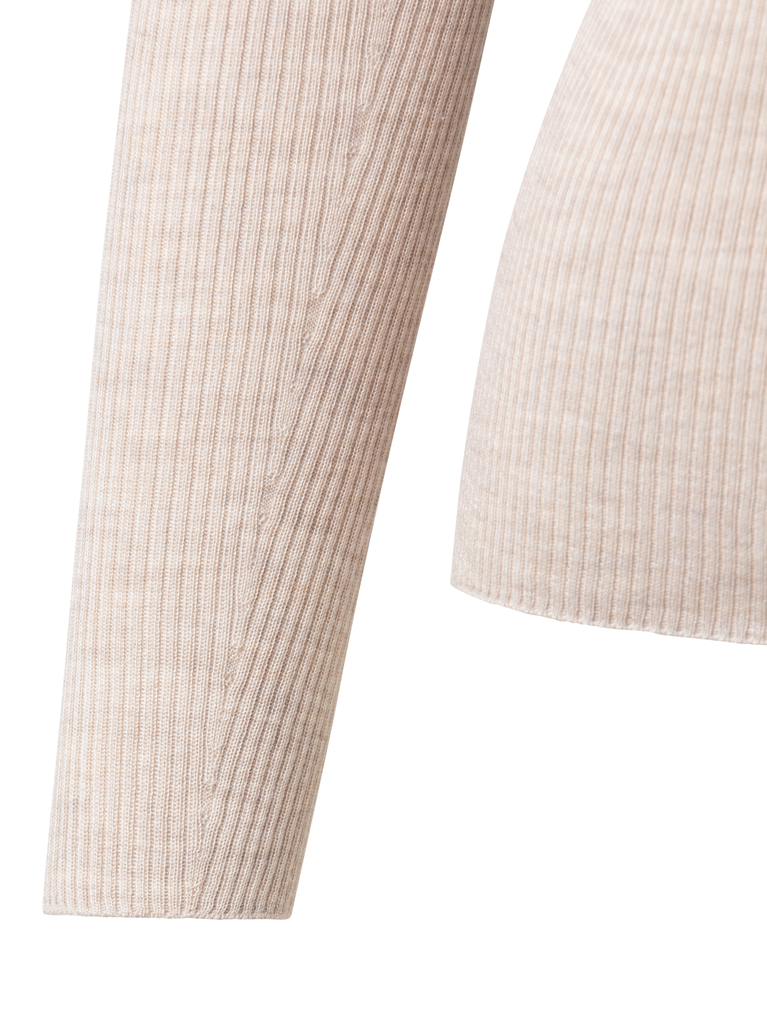 Designer Kaschmir-Seiden-Strickpullover mit Stehkragen - Beige