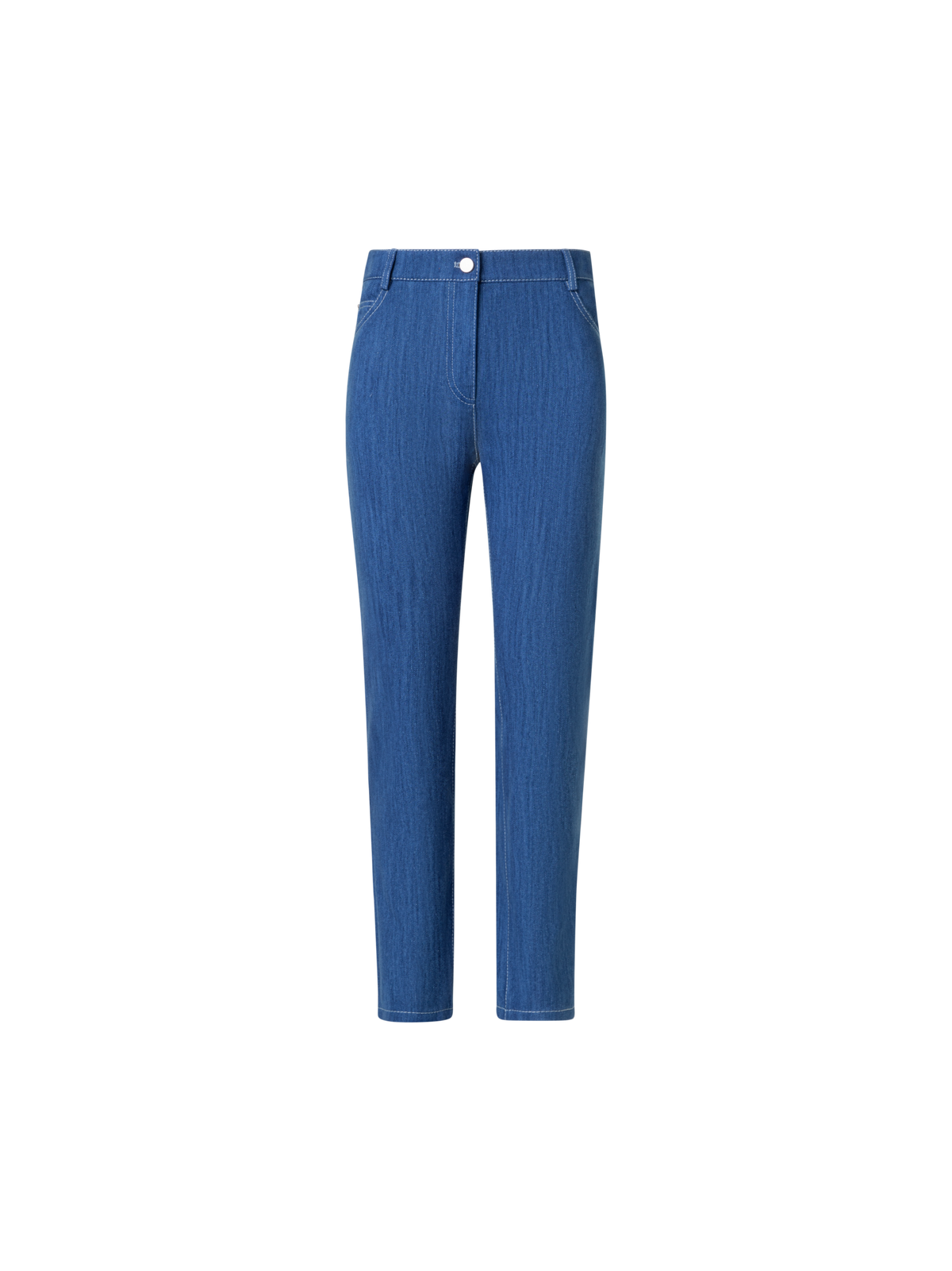 Designer Cropped Gerade Hose aus Stretch Baumwoll-Denim - Blau