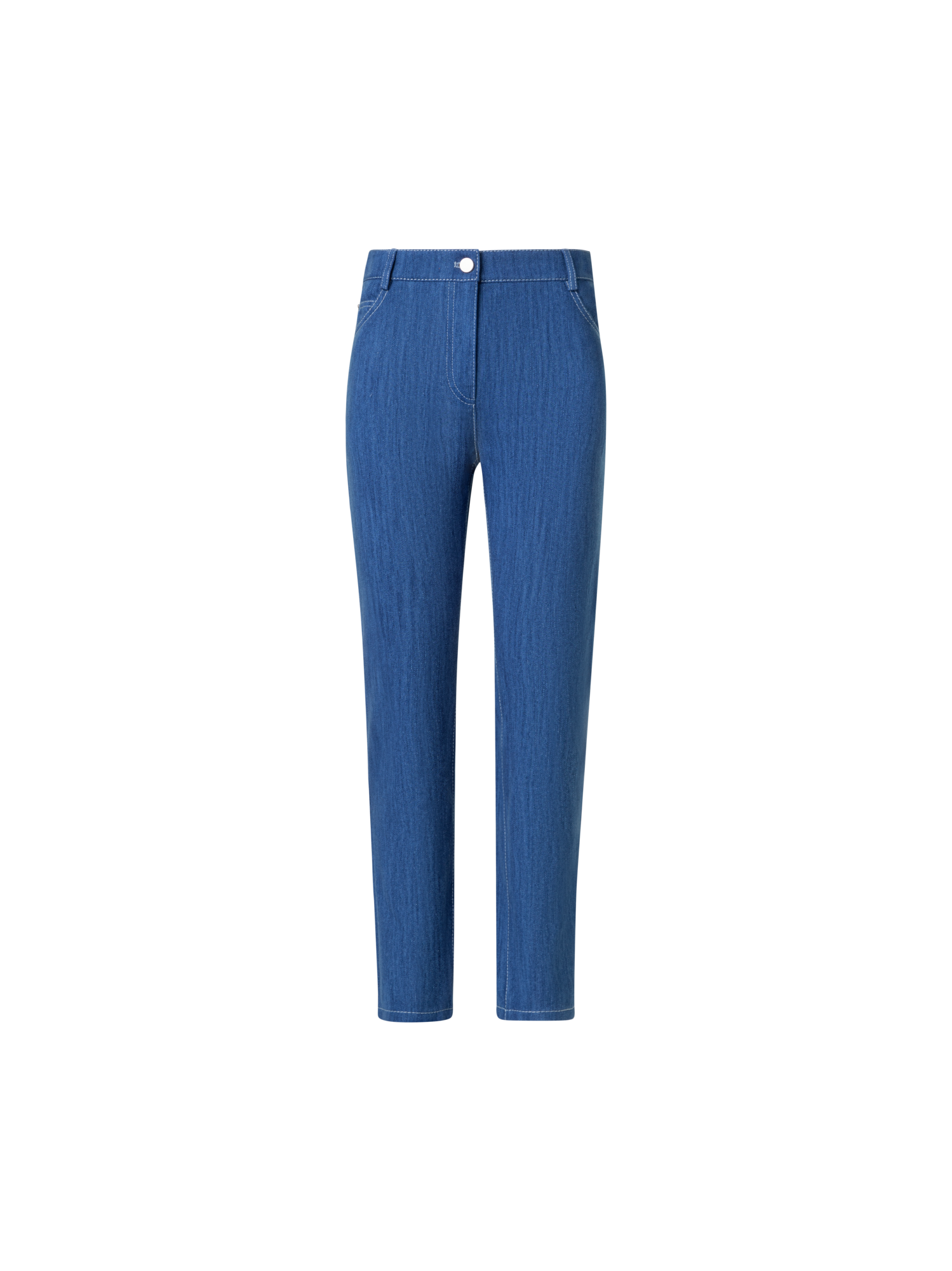 Designer Cropped Gerade Hose aus Stretch Baumwoll-Denim - Blau