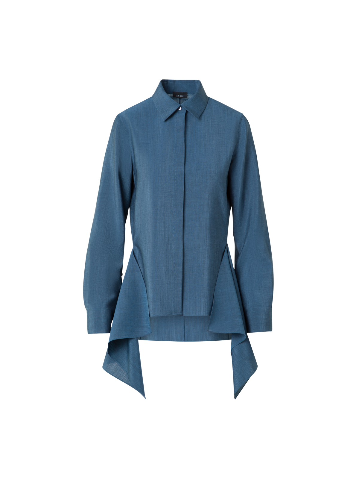 Designer Asymmetrische Bluse aus Cool Wool - Blau