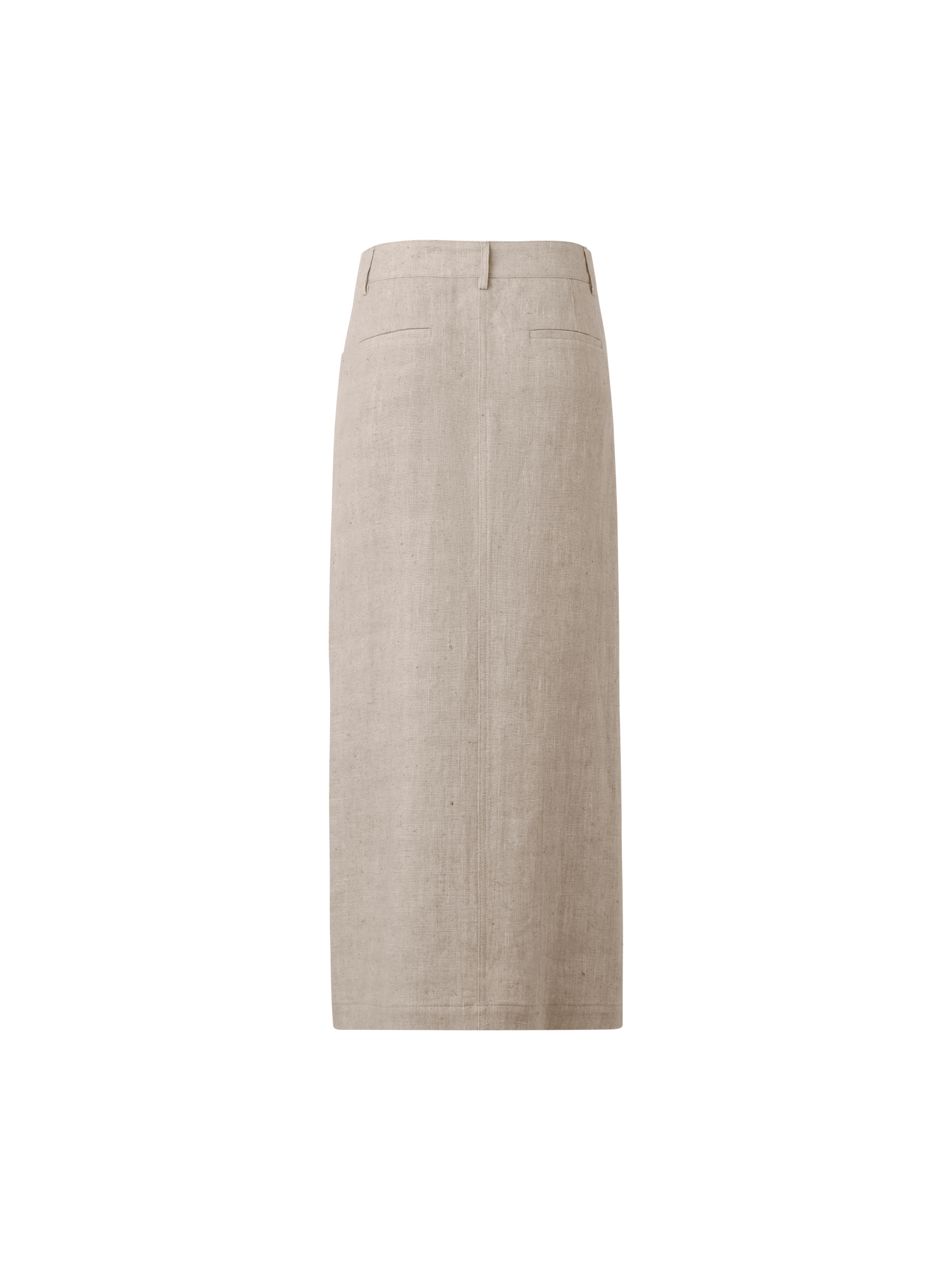 Designer Langer Bleistiftrock aus Leinen - Beige