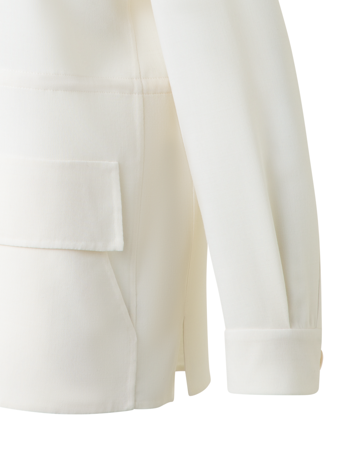 Designer Oversize-Hemdjacke aus Woll-Doubleface - Ecru - Weiss