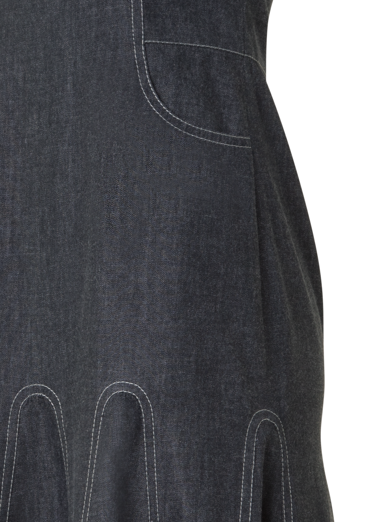 Designer Midi-Denim-Halterkleid - Schwarz