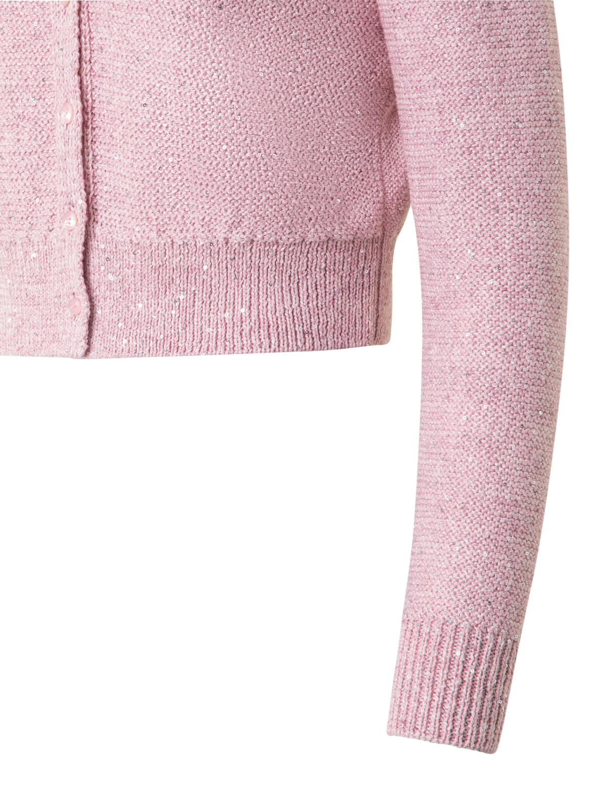 Designer Leinen-Baumwoll-Cardigan mit Micro-Pailletten - Rosa