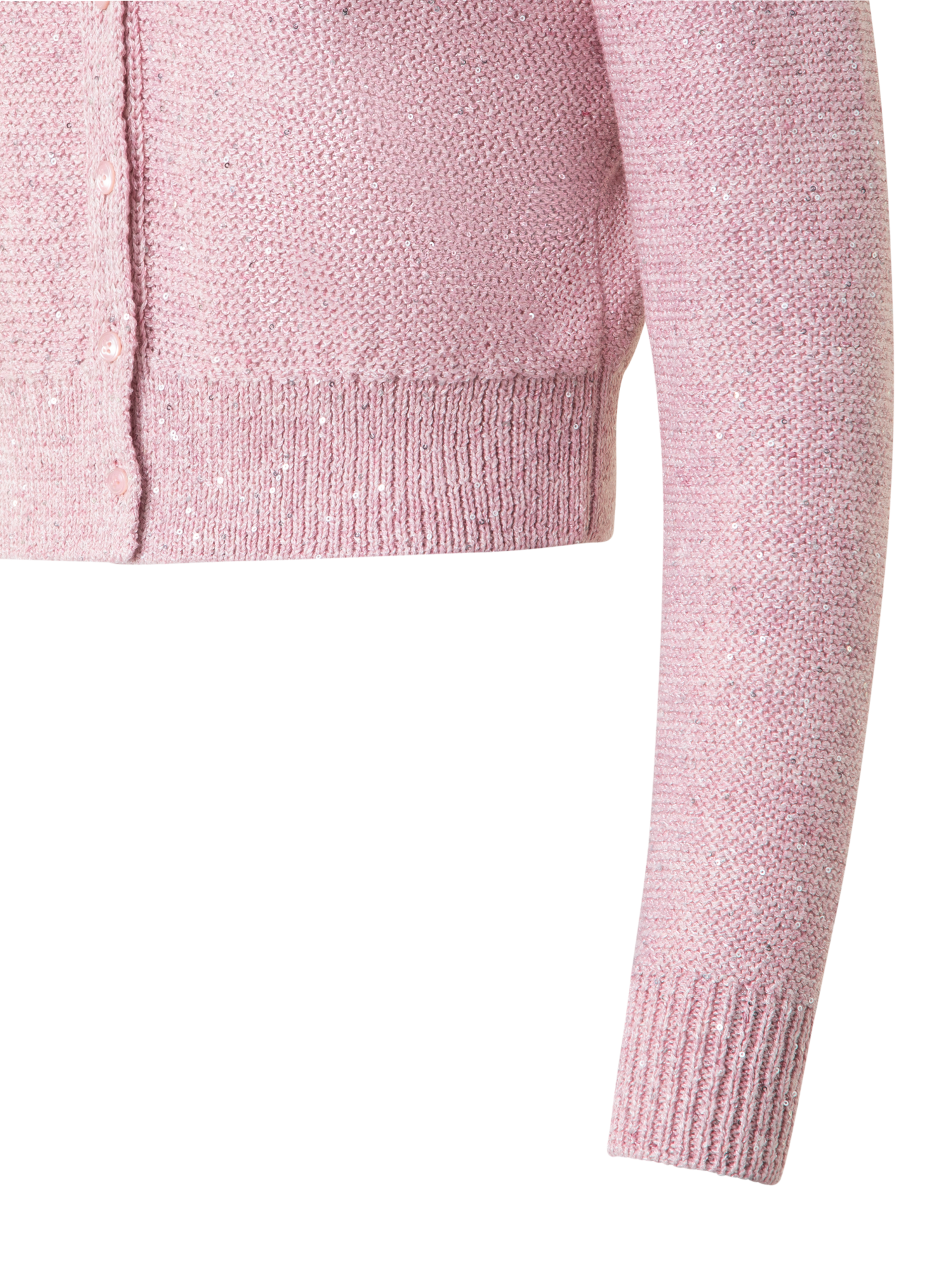 Designer Leinen-Baumwoll-Cardigan mit Micro-Pailletten - Rosa