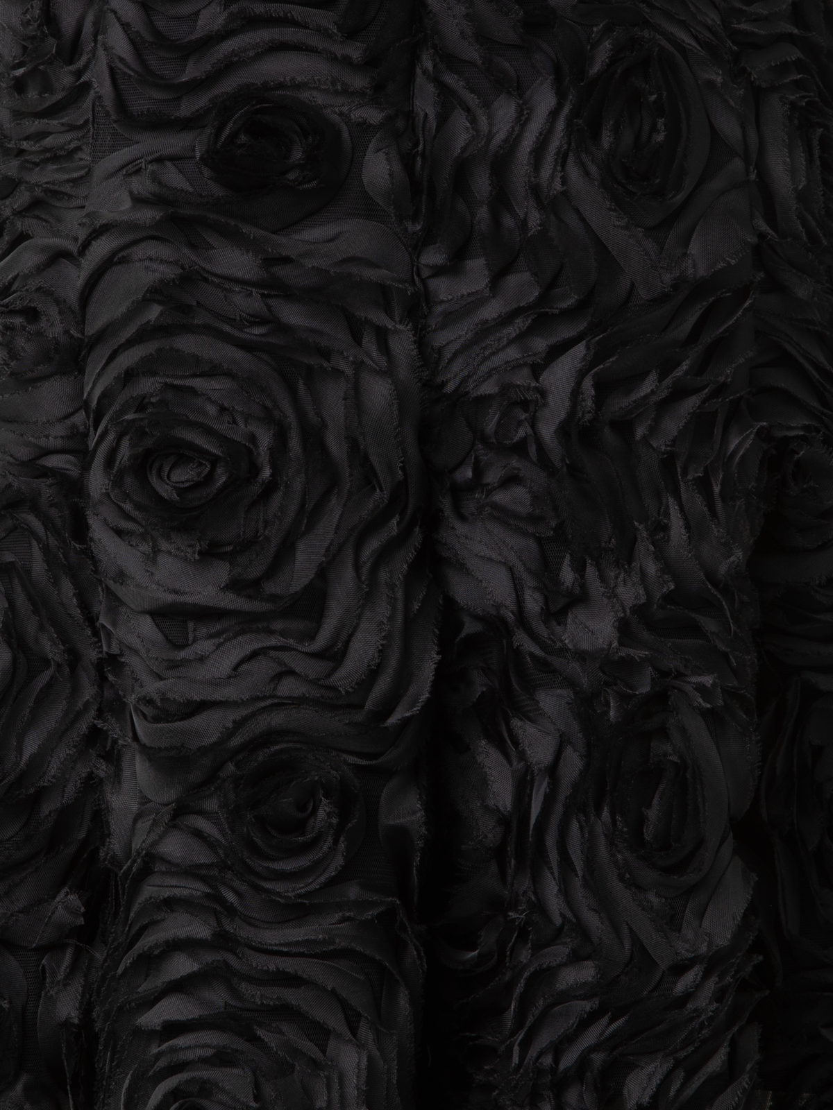 Designer Flared Midikleid mit 3D Carnation Stickerei - Schwarz