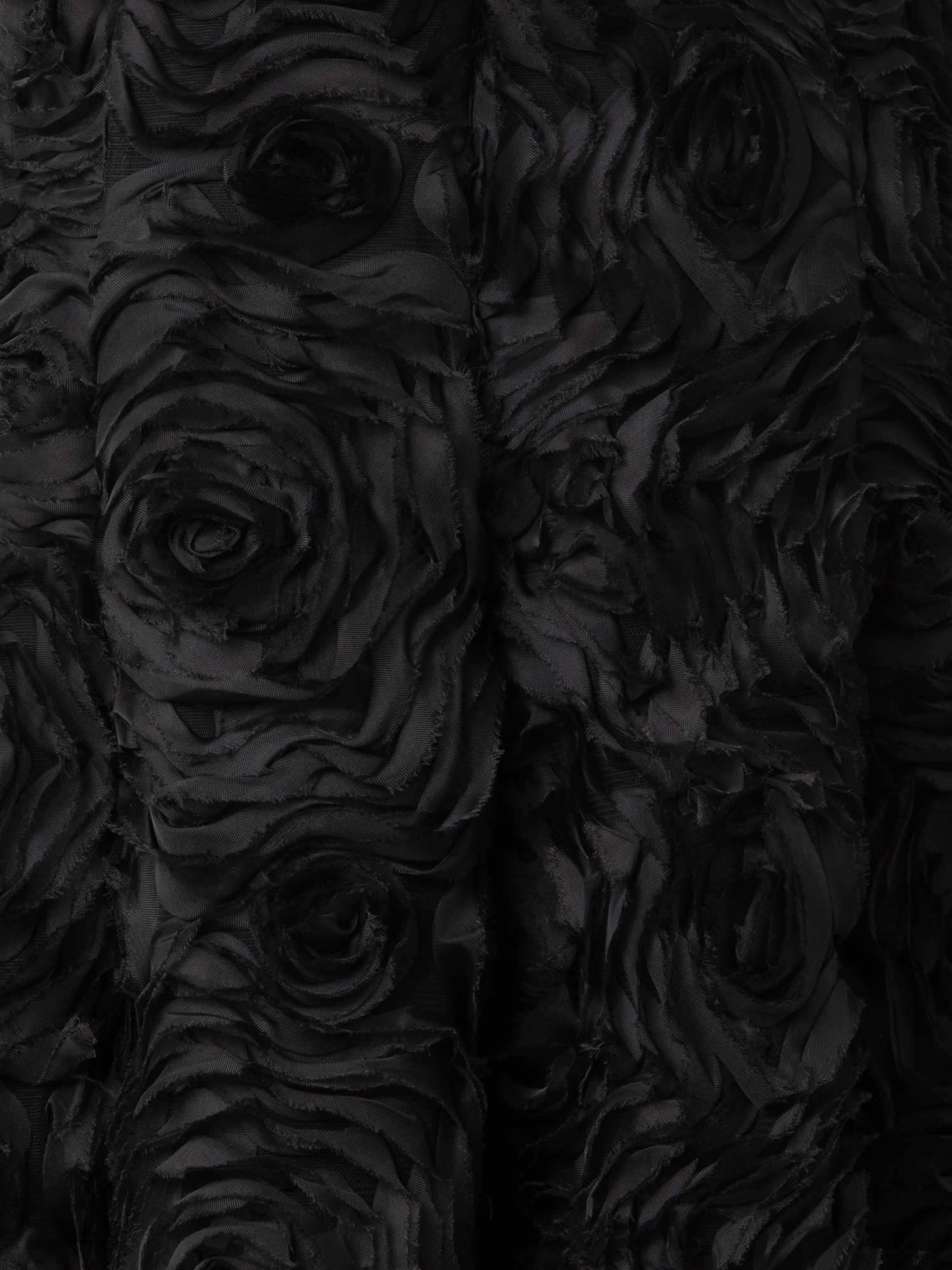 Designer Flared Midikleid mit 3D Carnation Stickerei - Schwarz