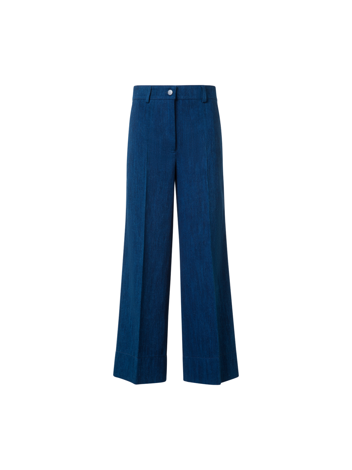 Designer Cropped Weite Baumwoll-Jeans - Blau