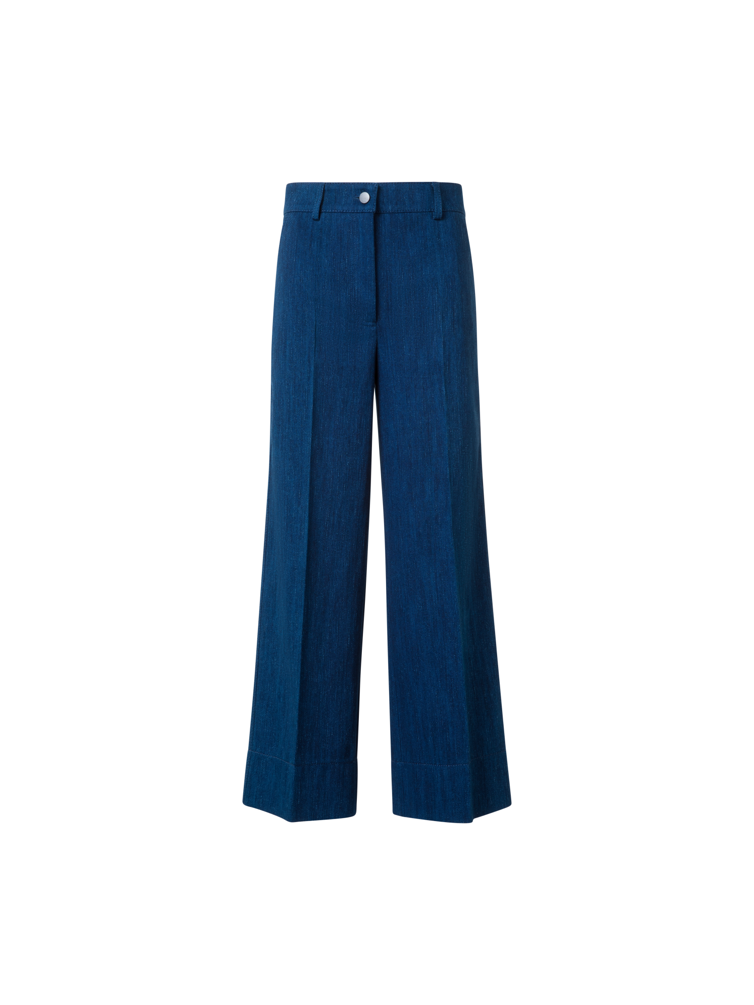 Designer Cropped Weite Baumwoll-Jeans - Blau