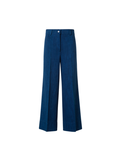 Designer Cropped Weite Baumwoll-Jeans - Blau