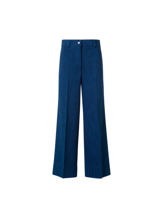 Designer Cropped Weite Baumwoll-Jeans - Blau