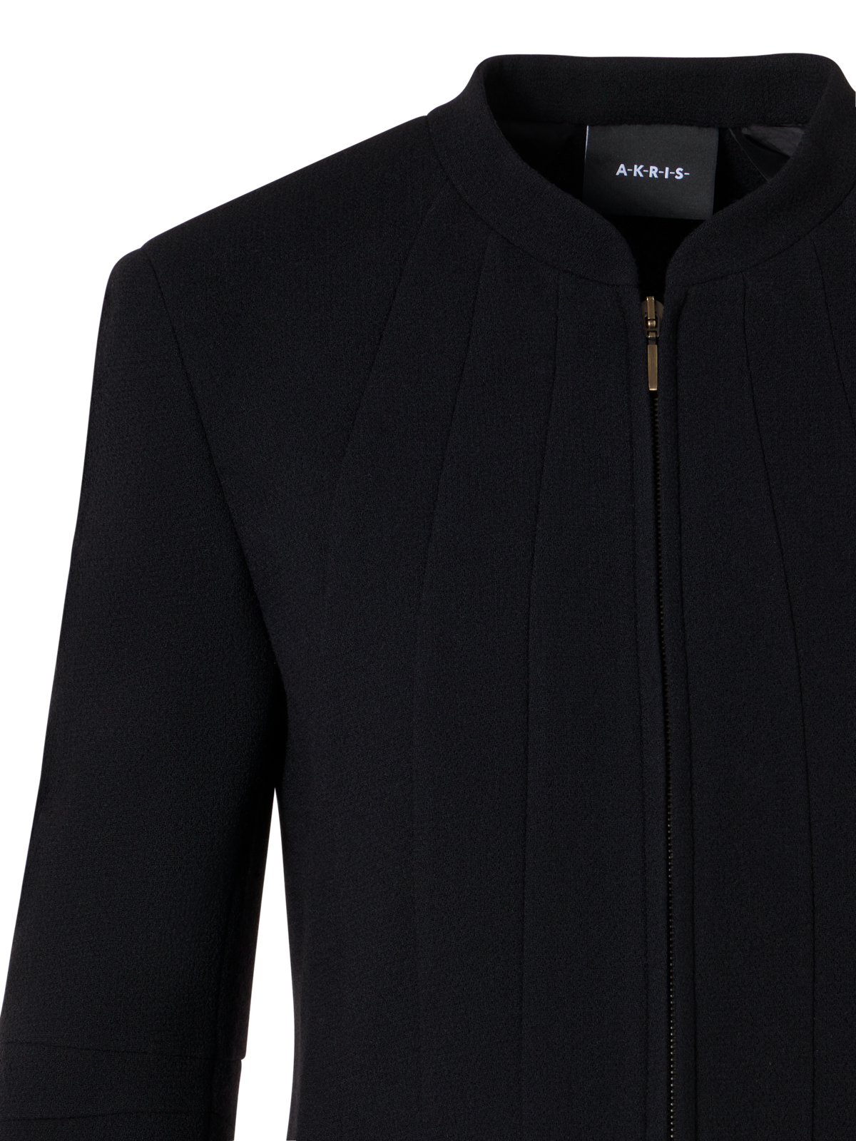 Designer Kurze taillierte Jacke aus Woll-Crêpe-Double-Face - Schwarz
