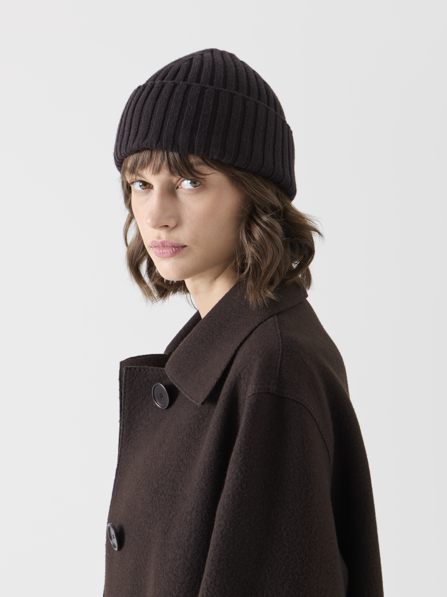 Designer Beanie aus Wolle-Kaschmir - Braun 