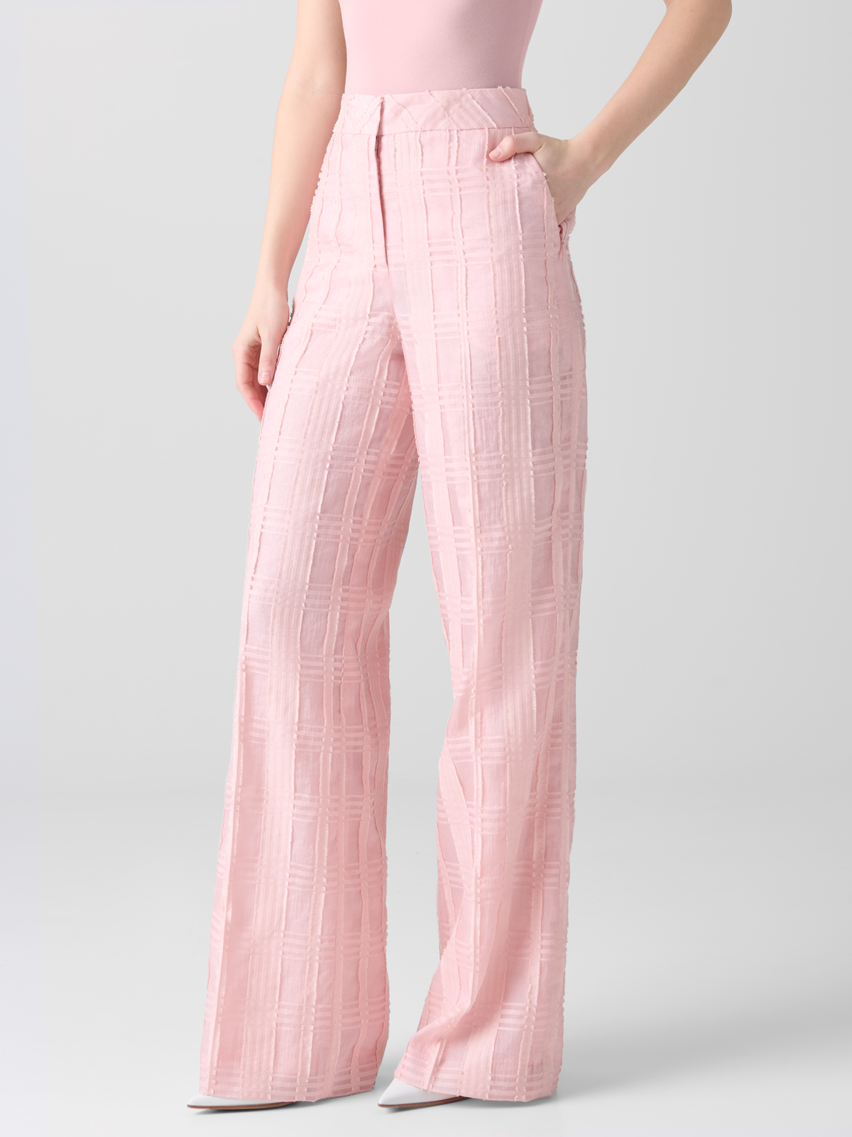 Designer Gerade Hose aus Baumwolle mit weitem Bein - Rosa #editorial