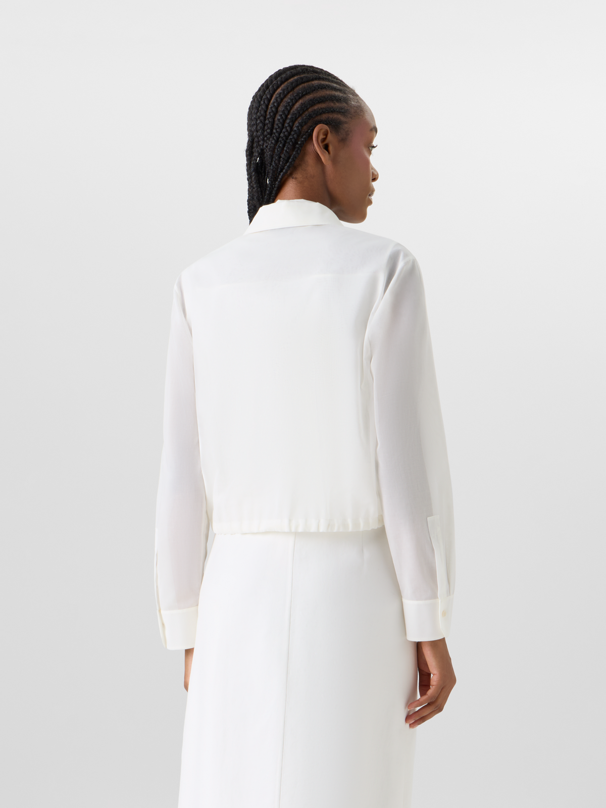 Designer Blousonhemd aus Baumwollvoile - Ecru #editorial