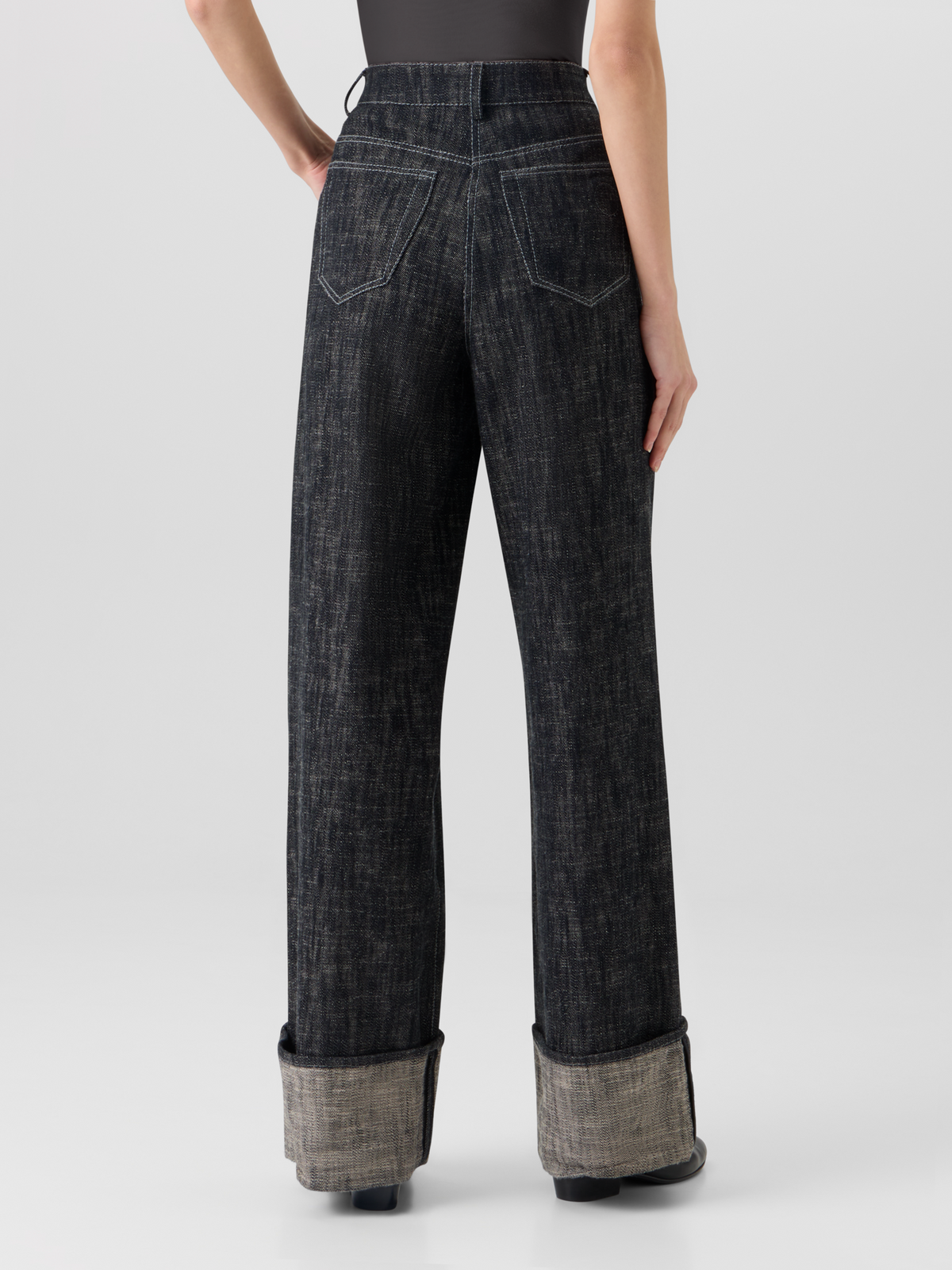 Designer Cooper Wide-Leg Hose aus schwerem, gewaschenem Baumwoll-Denim - Schwarz #editorial