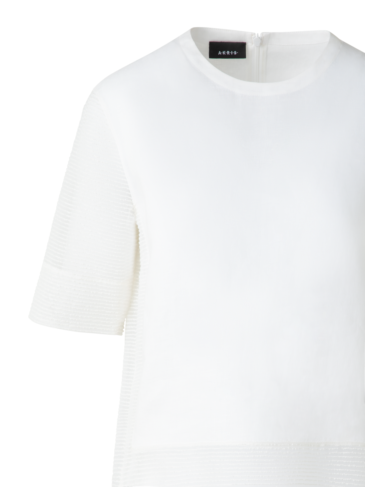 Designer Leinen-Tunika-Bluse mit durchsichtiger Seite - Ecru - Weiss