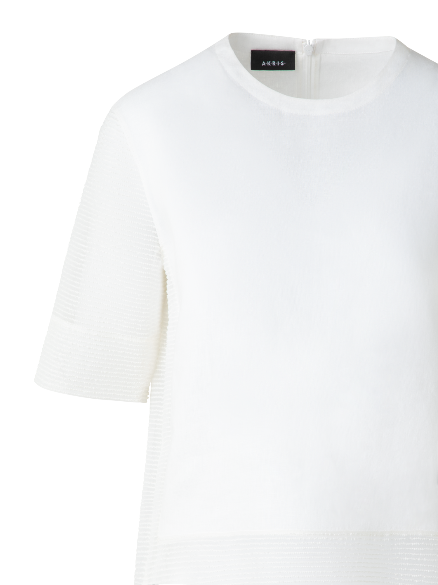 Designer Leinen-Tunika-Bluse mit durchsichtiger Seite - Ecru - Weiss