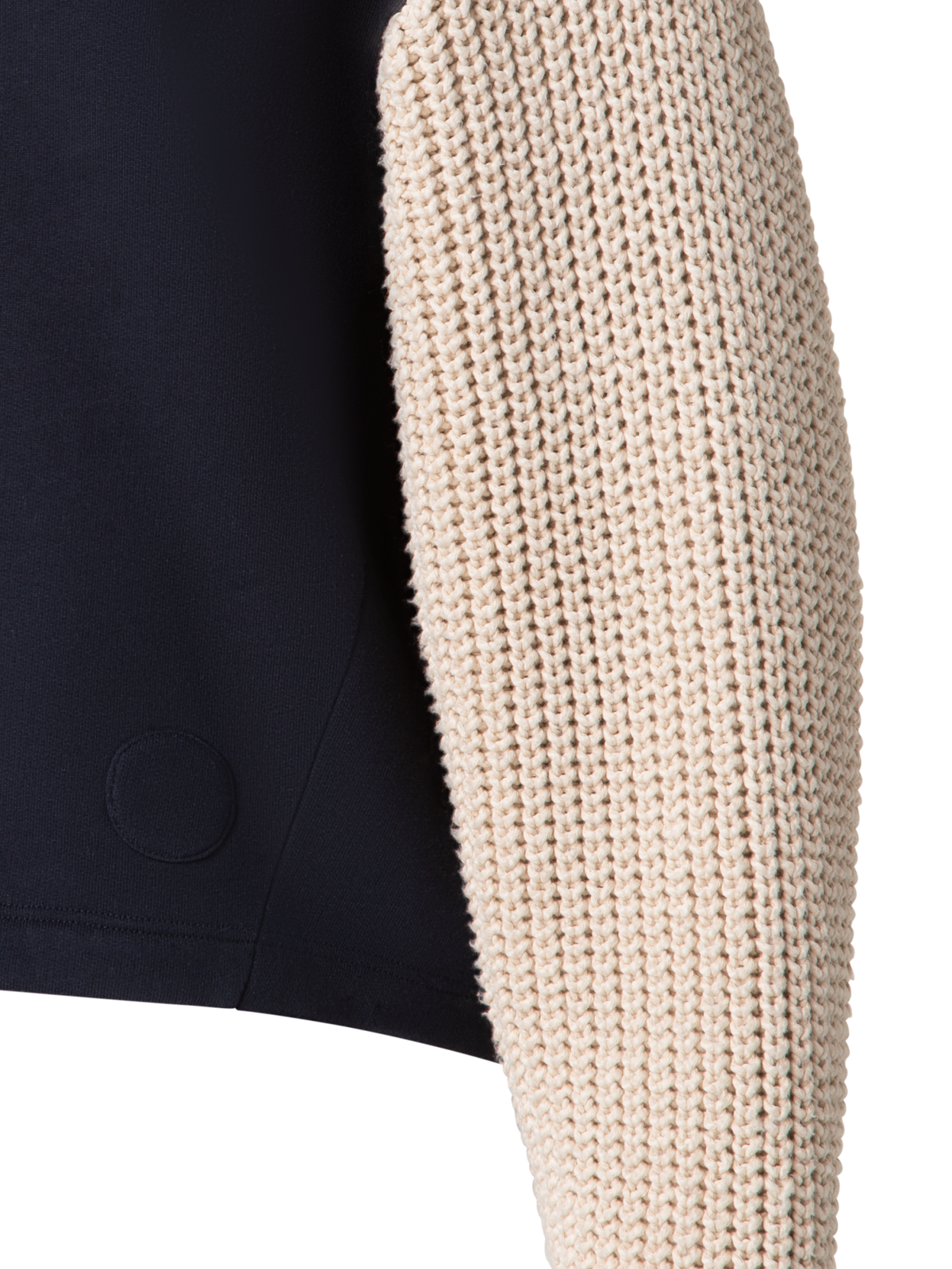 Designer Jersey-Hoodie mit Strickärmeln - Dunkelblau - Blau - Bunt - Beige