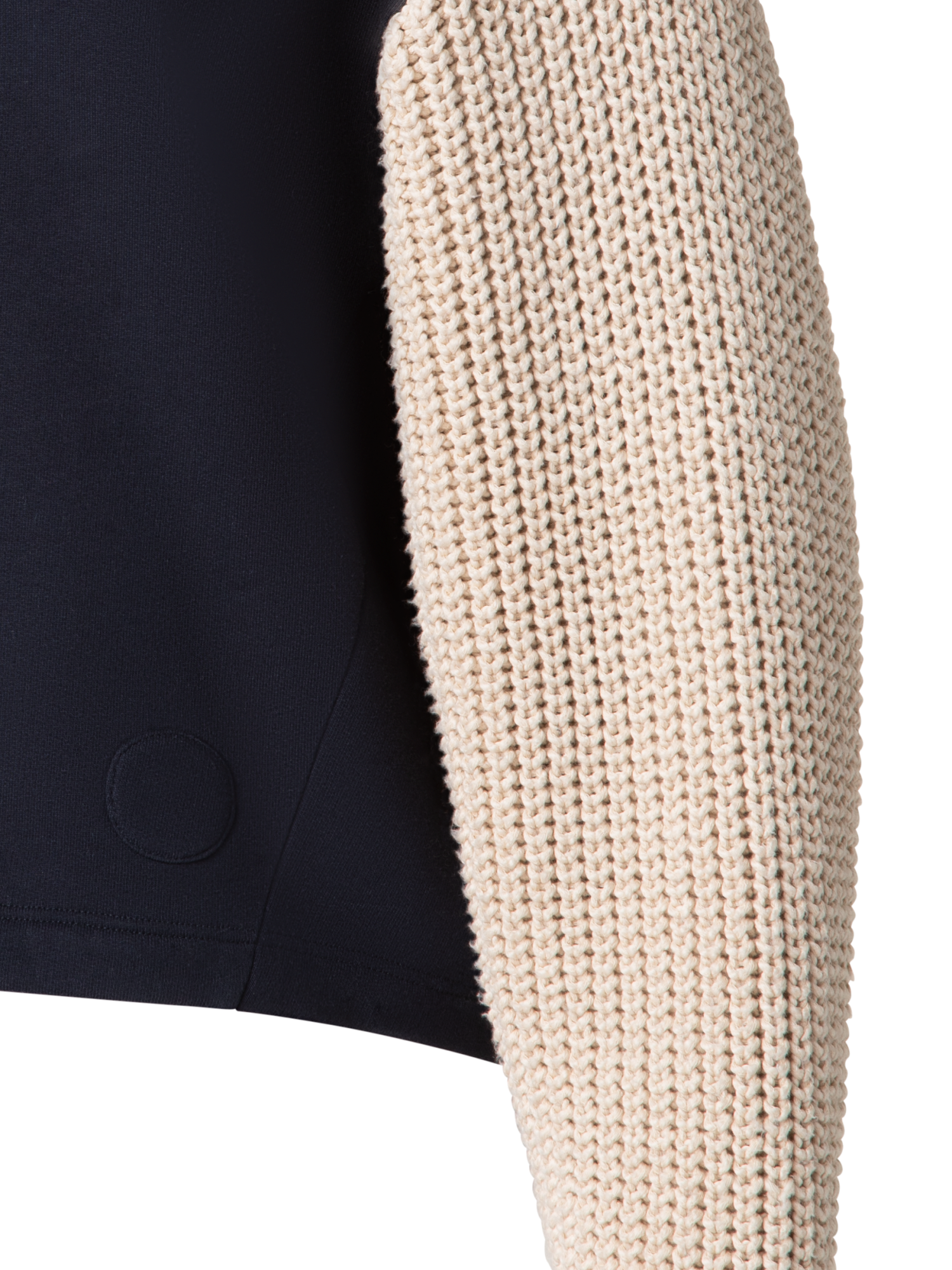 Designer Jersey-Hoodie mit Strickärmeln - Dunkelblau - Blau - Bunt - Beige