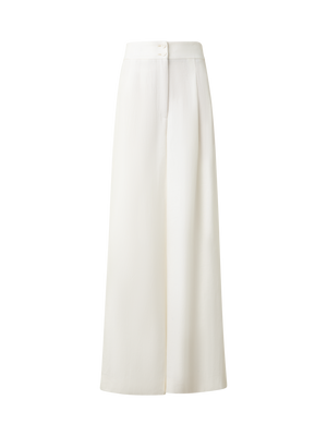 Designer Extra Weite Palazzo-Hose aus Leinen - Ecru - Weiss