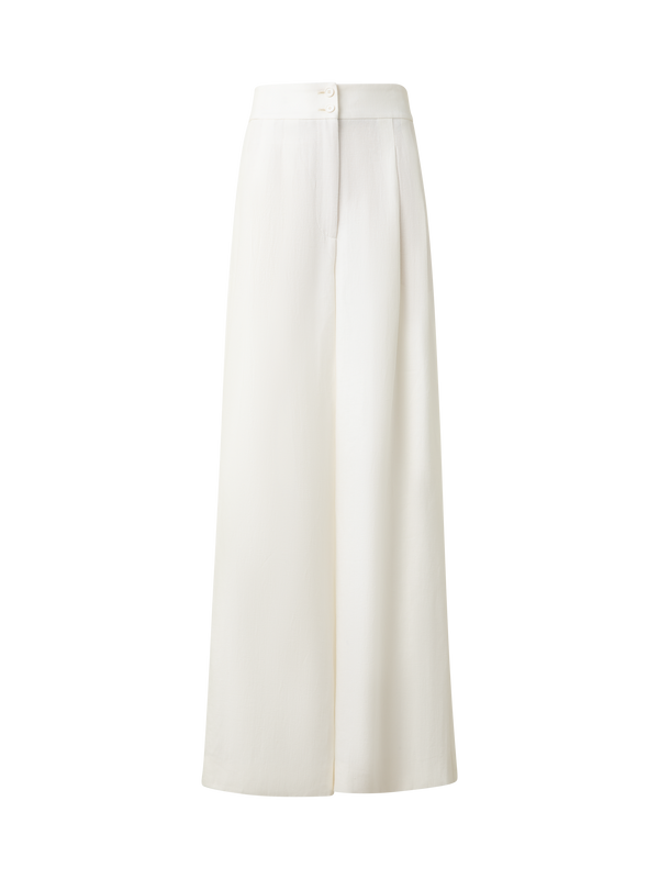 Designer Extra Weite Palazzo-Hose aus Leinen - Ecru - Weiss